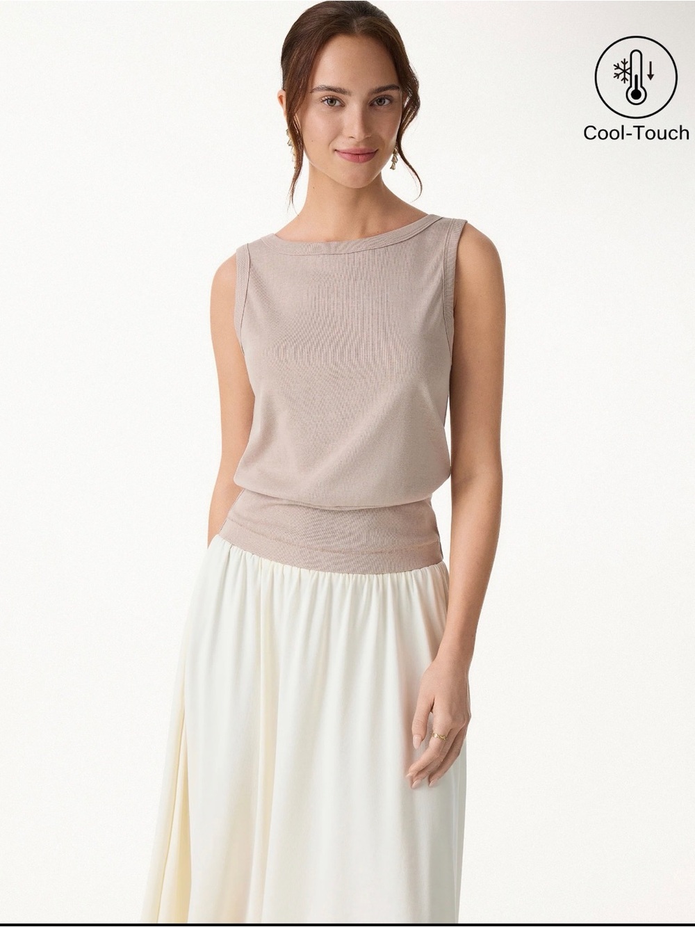 Cotton-Linen Blend Reversible Boatneck Low Back Top